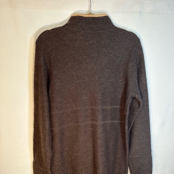 Liz Claiborne 100% Wool Brown Long Sleeve Knee Length Knit Sweater Cardigan S - Picture 3 of 11